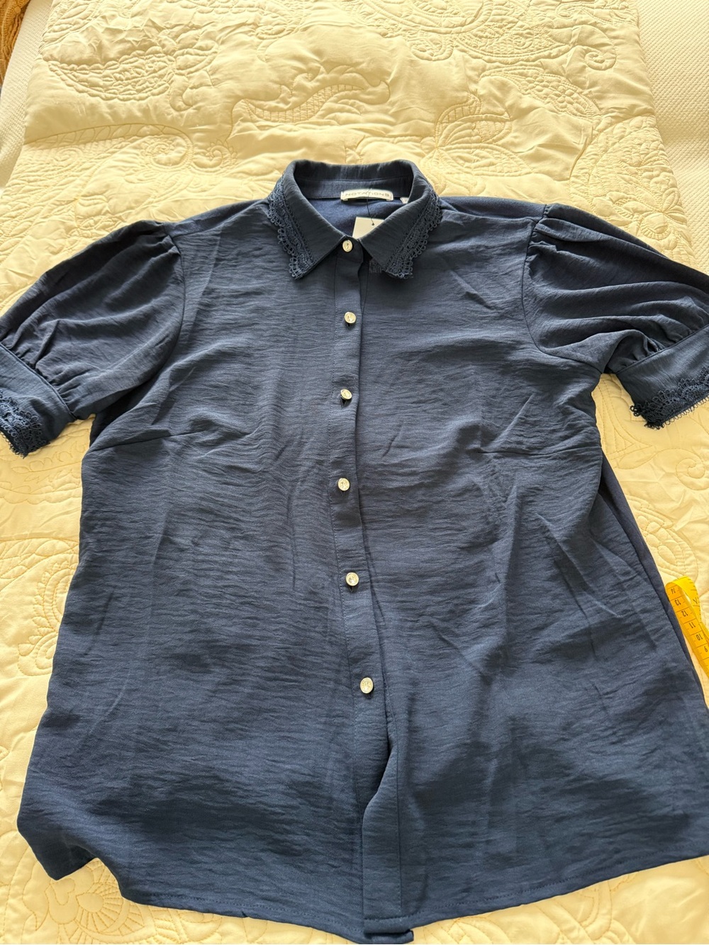 Women’s NWT Navy Button-Up Short Sleeve Shirt